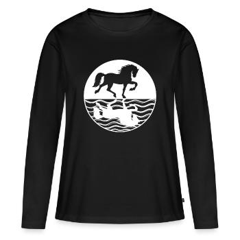 Pferdenarr Islandpferde Galopp Pferdeliebe - Frauen Premium Bio Langarmshirt - Schwarz - Vorne - Julia (174cm)