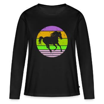 Étalon Cheval de galop Amour Chevaux Islandais Chevaux - T-shirt manches longues Premium bio Femme - noir - Devant - Julia (174cm)