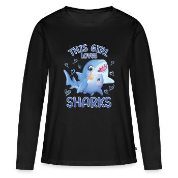 Dieses Maedchen Liebt Haie - Frauen Premium Bio Langarmshirt - Schwarz - Vorne - Julia (174cm)