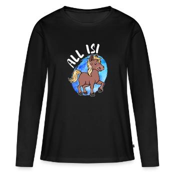 Islandponys Pony Statement Islandpferde Pferdenarr - Frauen Premium Bio Langarmshirt - Schwarz - Vorne - Julia (174cm)