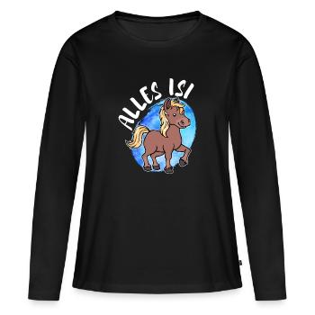 Pony Islandpferde Pferdenarr Statement Islandponys - Frauen Premium Bio Langarmshirt - Schwarz - Vorne - Julia (174cm)