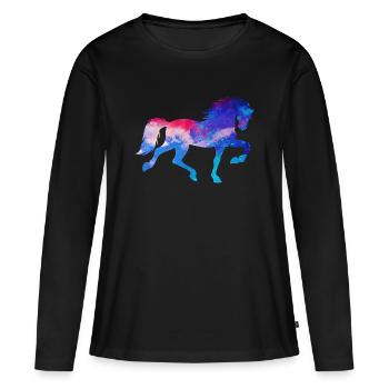 Pferdenarr Hengst Galopp Islandpferde Pferde - Frauen Premium Bio Langarmshirt - Schwarz - Vorne - Julia (174cm)