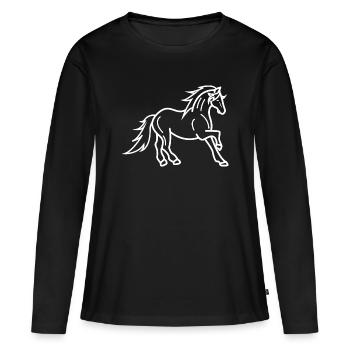 Chevaux islandais Poulains Cheval Amour Chevaux au galop - T-shirt manches longues Premium bio Femme - noir - Devant - Julia (174cm)