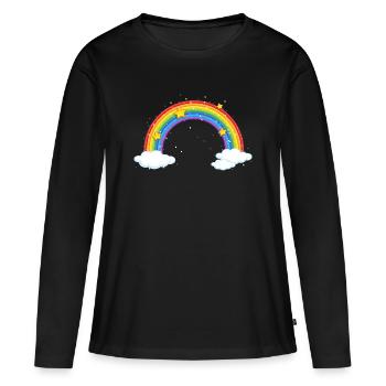Bright Cartoon Rainbow with Clouds - Women's Premium Organic Long Sleeve Shirt - black - Front - Julia (174cm)