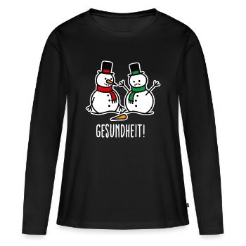 Gesundheit! lustige Schneemann Cartoon Weihnachten - Frauen Premium Bio Langarmshirt - Schwarz - Vorne - Julia (174cm)