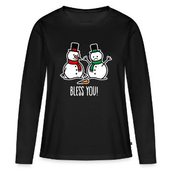Gesundheit lustige Schneemann Cartoon Weihnachten - Frauen Premium Bio Langarmshirt - Schwarz - Vorne - Julia (174cm)