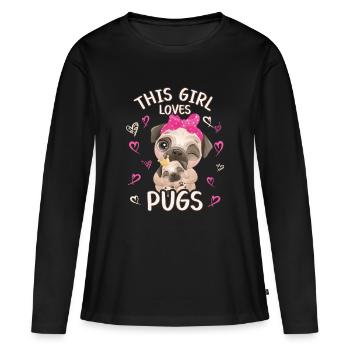 Dieses Maedchen Liebt Möpse - Frauen Premium Bio Langarmshirt - Schwarz - Vorne - Julia (174cm)