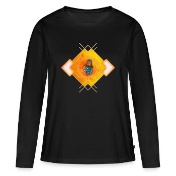 Oiseau génial et chat de fantaisie - T-shirt manches longues Premium bio Femme - noir - Devant - Julia (174cm)