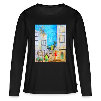 Légendes - T-shirt manches longues Premium bio Femme - noir - Devant - Julia (174cm)