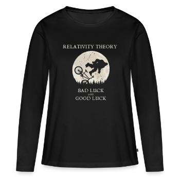 Théorie de la relativité - Malchance et bonne chance - T-shirt manches longues Premium bio Femme - noir - Devant - Julia (174cm)