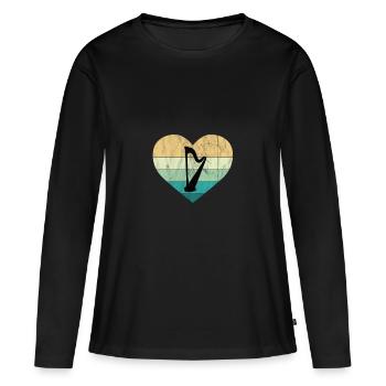 Irlande - J’adore la harpe irlandaise - T-shirt manches longues Premium bio Femme - noir - Devant - Julia (174cm)