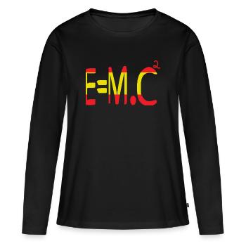 E=m.c² Mass and Energy in red and yellow - Women's Premium Organic Long Sleeve Shirt - black - Front - Julia (174cm)
