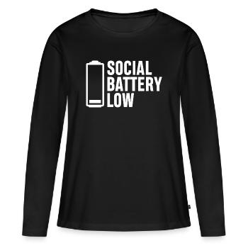 Batterie sociale faible - T-shirt manches longues Premium bio Femme - noir - Devant - Julia (174cm)
