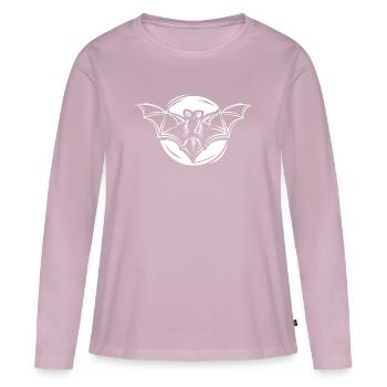 Symbole de chauve-souris Illustration de la lune Icône graphique - T-shirt manches longues Premium bio Femme - rose poudré - Devant - Julia (174cm)