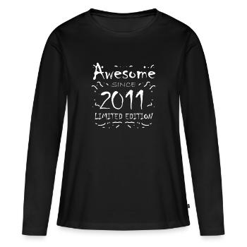 2011 - Jahrgang 2011 - Fantastisch seit 2011 - Frauen Premium Bio Langarmshirt - Schwarz - Vorne - Julia (174cm)