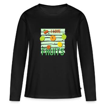I love Fruits - Frauen Premium Bio Langarmshirt - Schwarz - Vorne - Julia (174cm)