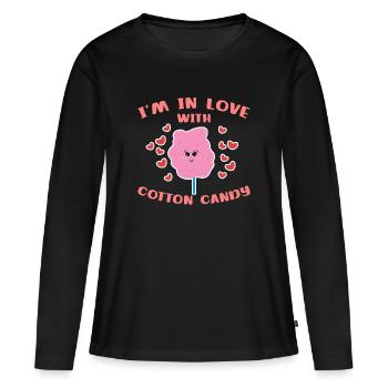 Bonbons Bonbons Bonbons Sweet Tooth Statement - T-shirt manches longues Premium bio Femme - noir - Devant - Julia (174cm)
