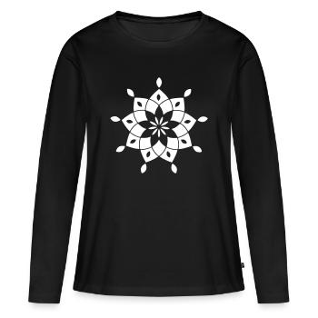Yoga Mandala einfarbig Ornament Blüte Meditation - Frauen Premium Bio Langarmshirt - Schwarz - Vorne - Julia (174cm)