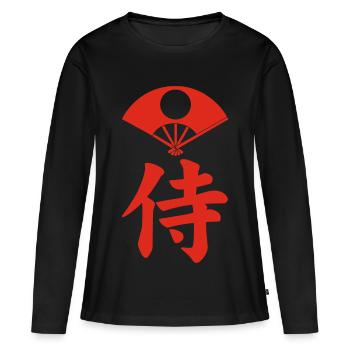 Emblème samouraï du clan Satake (rouge) - T-shirt manches longues Premium bio Femme - noir - Devant - Julia (174cm)