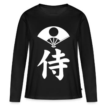 Emblème samouraï du clan Satake (blanc) - T-shirt manches longues Premium bio Femme - noir - Devant - Julia (174cm)