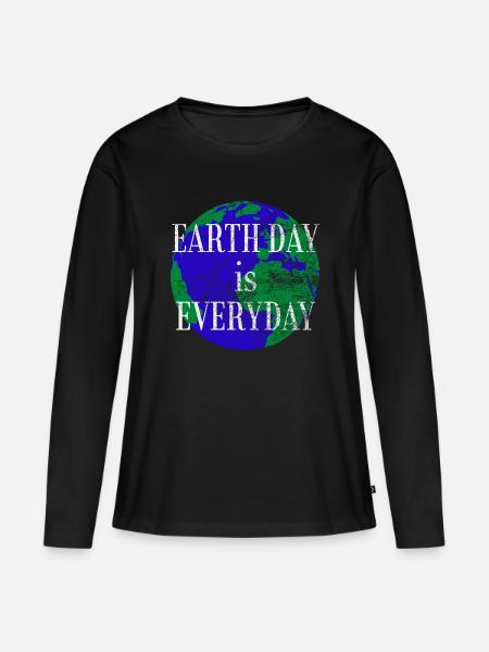 Earth Day is everyday - Frauen Premium Bio Langarmshirt - Schwarz