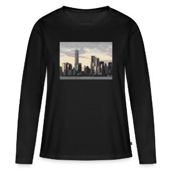 Ligne d’horizon de la ville de New York - T-shirt manches longues Premium bio Femme - noir - Devant - Julia (174cm)