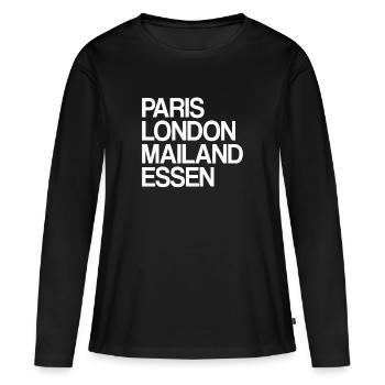 Essen Paris Londres Milan Accueil Cher Essener - T-shirt manches longues Premium bio Femme - noir - Devant - Julia (174cm)