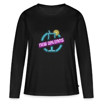 Cocktail estival de la Nouvelle-Orléans - T-shirt manches longues Premium bio Femme - noir - Devant - Julia (174cm)