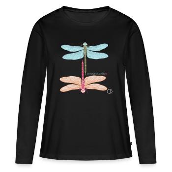 Libellules et transformation par CD - T-shirt manches longues Premium bio Femme - noir - Devant - Julia (174cm)