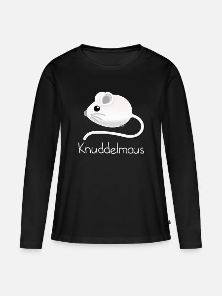 Knuddelmaus - Frauen Premium Bio Langarmshirt - Schwarz