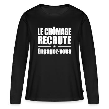 Le Chômage Engagez-vous - T-shirt manches longues Premium bio Femme - noir - Devant - Julia (174cm)