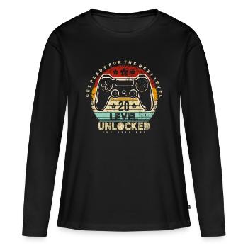 20 Contrôleur rétro déverrouillé - T-shirt manches longues Premium bio Femme - noir - Devant - Julia (174cm)
