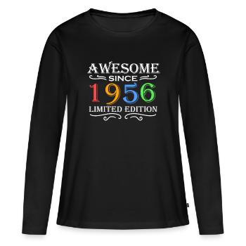 1956 - Jahrgang 1956 - Frauen Premium Bio Langarmshirt - Schwarz - Vorne - Julia (174cm)