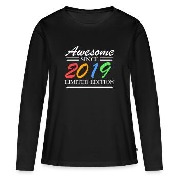 2019 - Frauen Premium Bio Langarmshirt - Schwarz - Vorne - Julia (174cm)