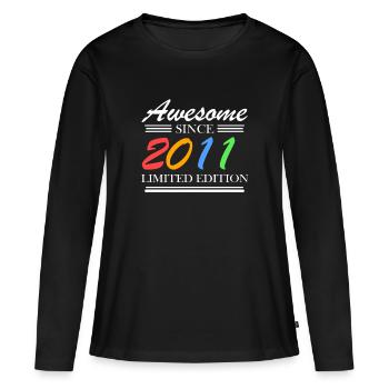 2011 - Fantastisch seit 2011 - Jahrgang 2011 - Frauen Premium Bio Langarmshirt - Schwarz - Vorne - Julia (174cm)