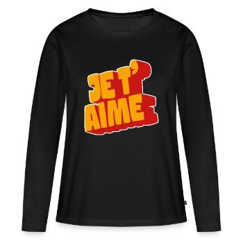 Je t’aime - T-shirt manches longues Premium bio Femme - noir - Devant - Julia (174cm)