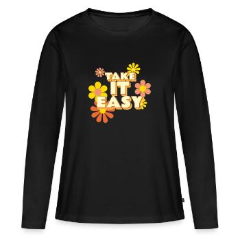 Take it Easy - Frauen Premium Bio Langarmshirt - Schwarz - Vorne - Julia (174cm)