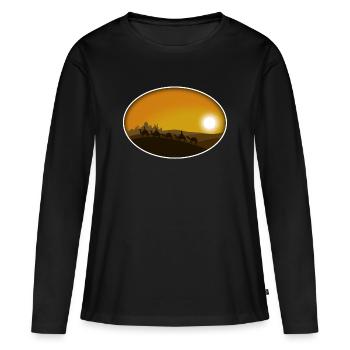 De loin - T-shirt manches longues Premium bio Femme - noir - Devant - Julia (174cm)