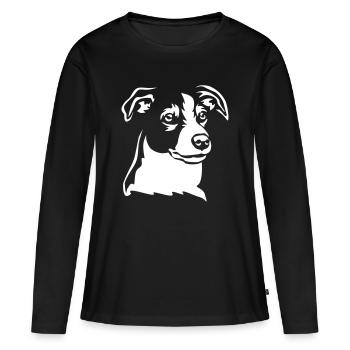 Jack Russell Terrier Head « Black Edition » - T-shirt manches longues Premium bio Femme - noir - Devant - Julia (174cm)