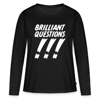 Questions brillantes - T-shirt manches longues Premium bio Femme - noir - Devant - Julia (174cm)
