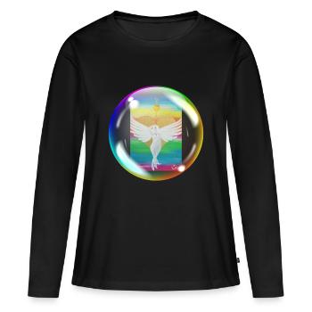 Regenbogen-Engel der Liebe Sonja Ariel von Staden - Frauen Premium Bio Langarmshirt - Schwarz - Vorne - Julia (174cm)