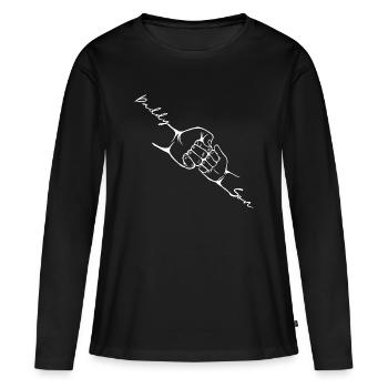 Père Enfant Assorti Coup de poing Poing Bump - T-shirt manches longues Premium bio Femme - noir - Devant - Julia (174cm)