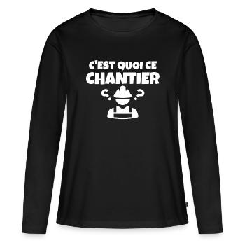 chantier, chef de chantier, construction - T-shirt manches longues Premium bio Femme - noir - Devant - Julia (174cm)