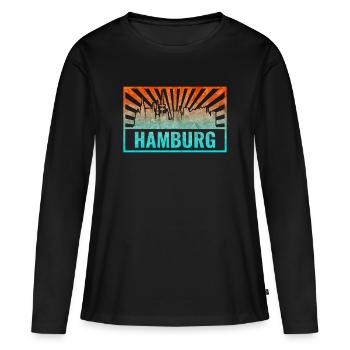 Pente de la silhouette de Hambourg - T-shirt manches longues Premium bio Femme - noir - Devant - Julia (174cm)