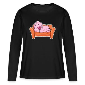 Pig NIedlich sleep sleep - Women's Premium Organic Long Sleeve Shirt - black - Front - Julia (174cm)