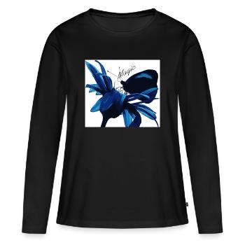 Fleur Bleue Magie avec Magie - T-shirt manches longues Premium bio Femme - noir - Devant - Julia (174cm)