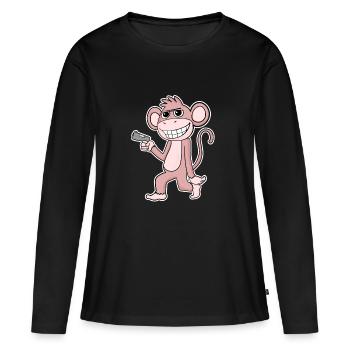 Monkey with pistol - Women's Premium Organic Long Sleeve Shirt - black - Front - Julia (174cm)
