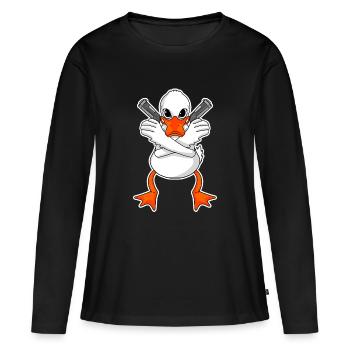 Duck with pistol - Women's Premium Organic Long Sleeve Shirt - black - Front - Julia (174cm)