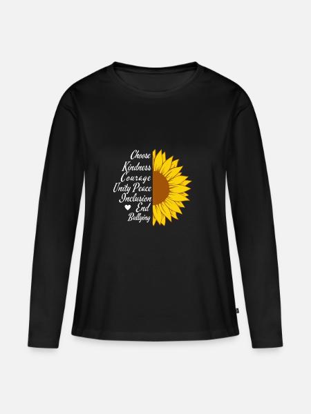 Sonnenblume der Inklusion - Frauen Premium Bio Langarmshirt - Schwarz