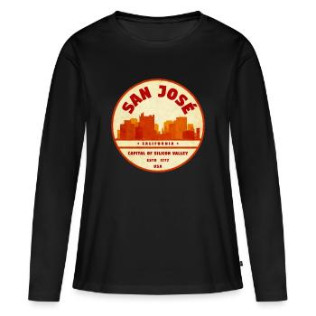Insigne Rétro de la ville de San Jose California - T-shirt manches longues Premium bio Femme - noir - Devant - Julia (174cm)